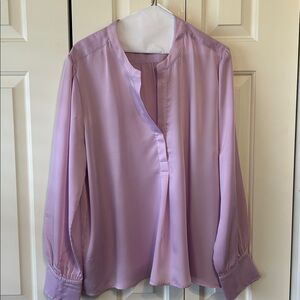 Land’s End lilac long sleeve satin shirt.